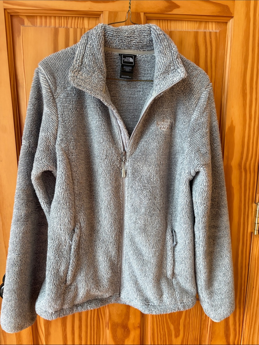 The North Face Light Gray Full-Zip Plush Fleece Jacket - Size Medium